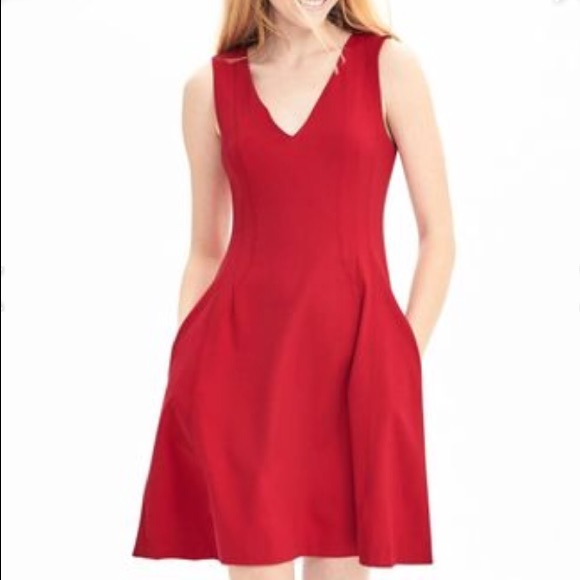 Banana Republic Dresses & Skirts - Banana Republic Red Ponte Fit-and-Flare Dress